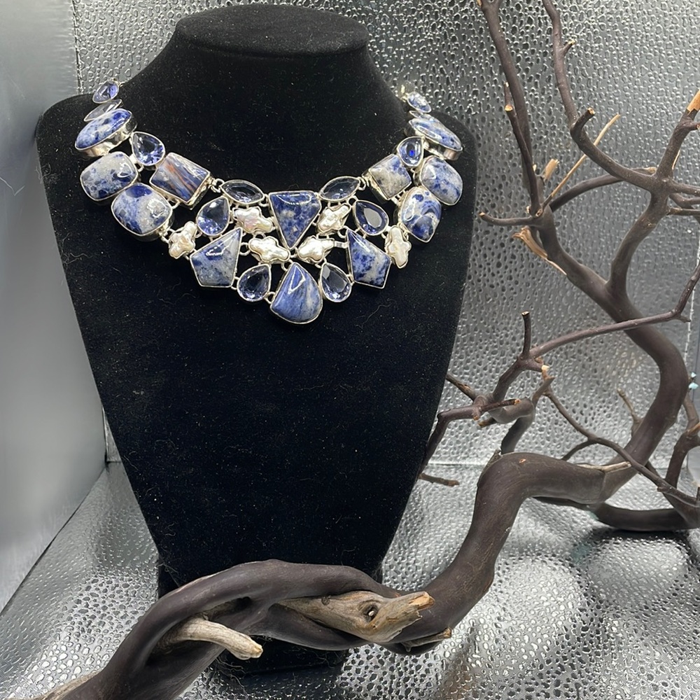 - Tantalizing sodalite gemstones:tanzanite and pearl Goddess necklace 99 g …